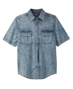 Big & Tall by KingРубашка из джинсовой и твиловой ткани с короткими рукавами Boulder Creek, синий