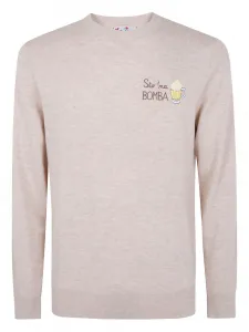 Свитер с вышивкой цапли Mc2 Saint Barth, нейтральный