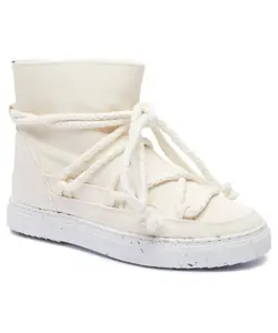 Женские зимние ботинки Inuikii текстильные на шнуровке, белый