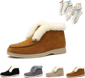 Женские зимние ботинки DESESE из хлопка, модные плюшевые ботильоны на зиму, противоскользящие теплые снежные ботинки для работы, прогулок и походов, Brown