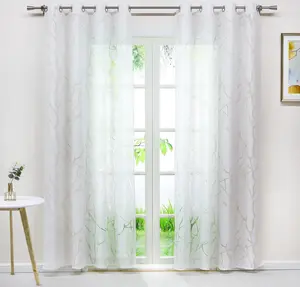 Штора, люверсы, вуалевая штора с принтом веток, полупрозрачная штора (1 шт.), ВxШ 175 x 140 см Joyswahl