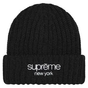 Supreme Классическая шапка с логотипом и рубчиком, Black