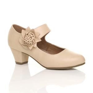 Комфортные туфли-лодочки Mary Jane на среднем кубинском каблуке AJVANI, нюд