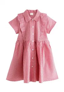 Платье-Рубашка прямого кроя с оборками Next, Red