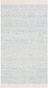 Ковер SAFAVIEH, 92 x 153 см, Kilim Collection, Blue & Ivory, ручной работы из шерсти, геометрический узор с бахромой, идеально для гостиной, спальни, столовой (KLM766M-3)