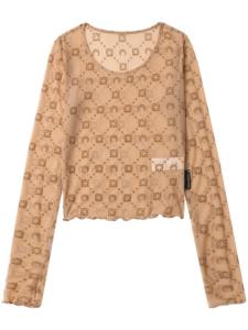 Marine Serre топ с круглым вырезом и монограммой, нейтральный