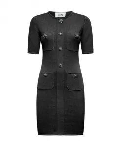 Облегающее платье с декоративными пуговицами. Silvian Heach, черный