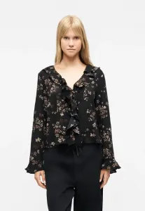 Блузка с оборками и пуговицами Gap, Black