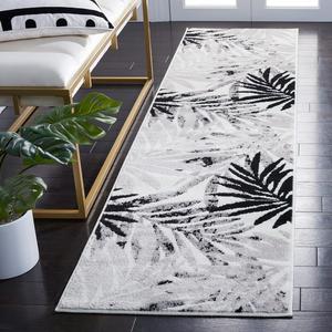 Ковер-дорожка SAFAVIEH, 61 x 244 см, Skyler Collection Ivory/Black SKY189A с ботаническим принтом в винтажном стиле, не линяет, для прихожей, гостиной, спальни, кухни