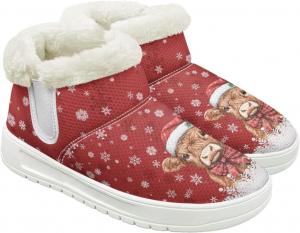 Меховые ботинки для женщин зимние снежные ботинки с теплой флисовой подкладкой, на мягкой подошве, удобные, без застежки, противоскользящие Cugasmaru, Christmas Cow