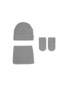 Набор для младенца из мягкого хлопка с шапочкой, перчатками и воротником Tous, серый