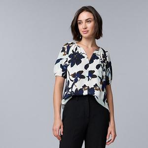 Женская блузка с буфами Simply Vera Vera Wang, Green Bl Multi Floral