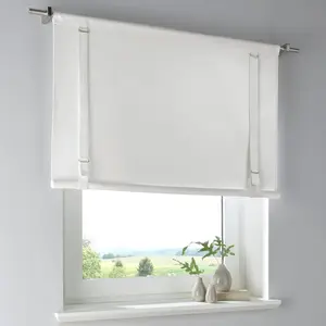 Короткая занавеска с регулируемой сборкой Tim с продеванием штанги, свободно свисающая, хлопок, белая, шторка с завязками Kutti, белый