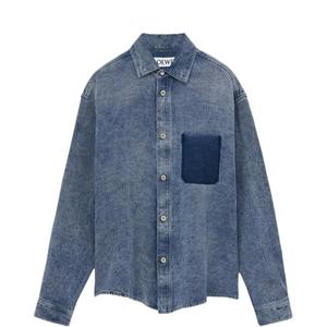 Джимовая рубашка с нашивкой-логотипом LOEWE, серо-голубой