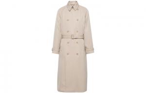 Двубортное шерстяное тренч PRADA, серый rope