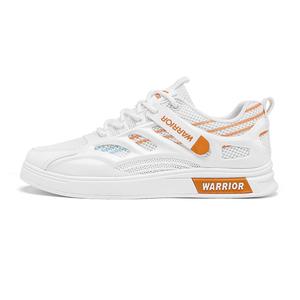 WARRIOR Износостойкие, легкие и дышащие низкие кроссовки для скейтбординга, мужские, белые, оранжевые