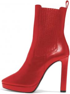 Женские массивные ботильоны FSJ на высоком каблуке с платформой, закрытым носком, эластичной вставкой, зимние ботинки на пуговицах, размеры 4-15 US, Red