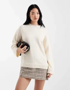 Бежевое трикотажное платье-джемпер с плетеной клетчатой ??кромкой ASOS DESIGN