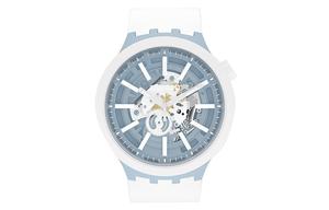 SWATCH Часы Unisex Big Bold Series 47mm Skeleton Watch, Blue White Watch Dial