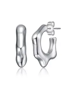 Капельные серьги-кольца с покрытием из белого золота или 14-каратного золота Rachel Glauber, silver