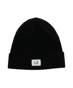 Черная шерстяная шапка с ребристой текстурой C.P. Company, черный