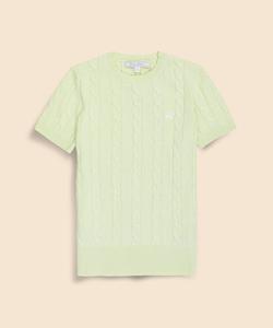 Свитер с коротким рукавом из хлопка Supima с логотипом GF и узором «косичка».