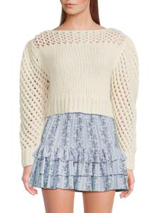 Укороченный пуловер Larson Knit из смеси альпаки LoveShackFancy, цвет Antique White