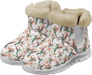 Зимние женские ботинки с меховой подкладкой, снежные ботинки, легкая посадка, пушистые ботильоны до щиколотки, удобные для улицы, теплые, нескользящие, короткие ботинки, размер США 6-12 Qoiuvncy, Hummingbird Green