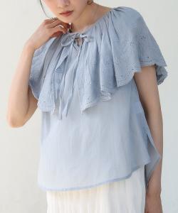 Блузка из хлопкового вуаля с перфорированным кружевом