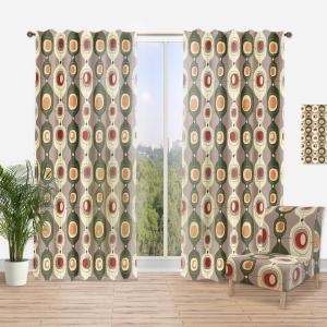 Занавеска Designart Abstract Retro Design X, зеленый