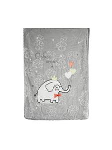 Уютное детское одеяло из 100% полиэстера, 100х130 см, с животными и цветами черного цвета. Almina