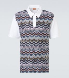 Хлопковая поло с зигзагообразным узором Missoni, White Base And Multicolor