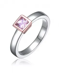 Двухцветное кольцо с цветным кубическим цирконием Rachel Glauber, pink