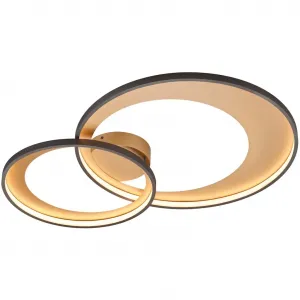 Потолочный светильник TRIO Leuchten LED Granada с LED-панелью 1 шт., теплый белый свет, с диммером с переключателем Trio Leuchten, черный/золотой