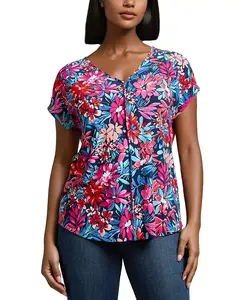 Женский джерси топ с V-образным вырезом и цветочным принтом Jones New York, мультиколор