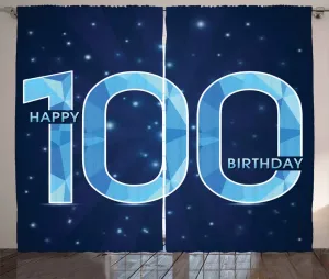 Штора ABAKUHAUS в деревенском стиле День рождения, День родителей, родившихся сто лет назад, присборенная штора для спальни с петлями и крючками, 280 x 225 см, темно-синий и небесно-голубой Abakuhaus