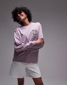 Футболка Carhartt WIP с принтом в виде юбилейного кармана с длинными рукавами розового цвета