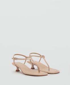 Женские сандалии на низком каблуке с ремешками MANGO, Medium Brown