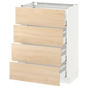 Базовая кабина 4 передних/4 ящика METOD IKEA, 60x37x80 см, цвет white maximera/askersund light ash effect