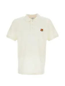 Поло с вышивкой в виде лисы Maison Kitsune, бежевый