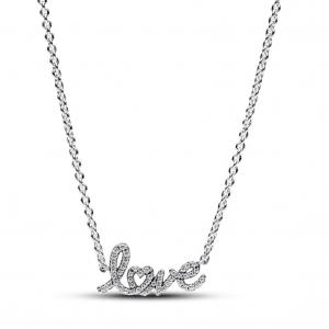Ожерелье Sparkling Handwritten Love Collier Pandora, стерлинговое серебро