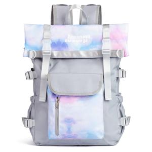 LOVERPUSS Сумка для баскетбола из полиэстера Рюкзак для ноутбука Средний размер Белый ослепительный цвет, Holographic Gray