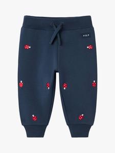 Детские джоггеры с вышивкой грибов из хлопковой смеси на шнурке Polarn O. Pyret, Mood Indigo
