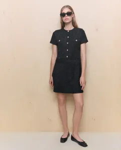 Короткое платье с жаккардовыми пуговицами и короткими рукавами Easy Wear, черный