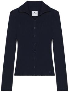 Courrèges кардиган в рубчик, синий