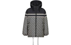 Пуховик женский черный DIOR, синий/белый