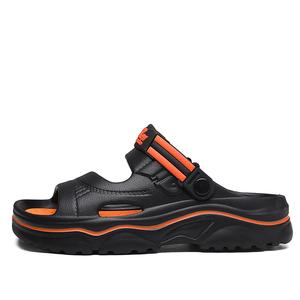 NANJIREN Пляжные сандалии мужские хаки/коричневые - черные оранжевые, цвет Black Orange