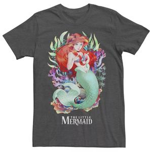 Мужская футболка 's Little Mermaid в стиле аниме с акварелью Disney