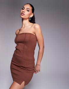 Мини-юбка премиум-класса понте шоколадного цвета от ASOS DESIGN