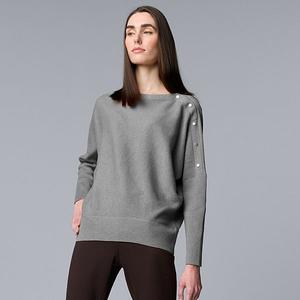Женский свитер с запахом Simply Vera Vera Wang, Dark Gray Fox Heather